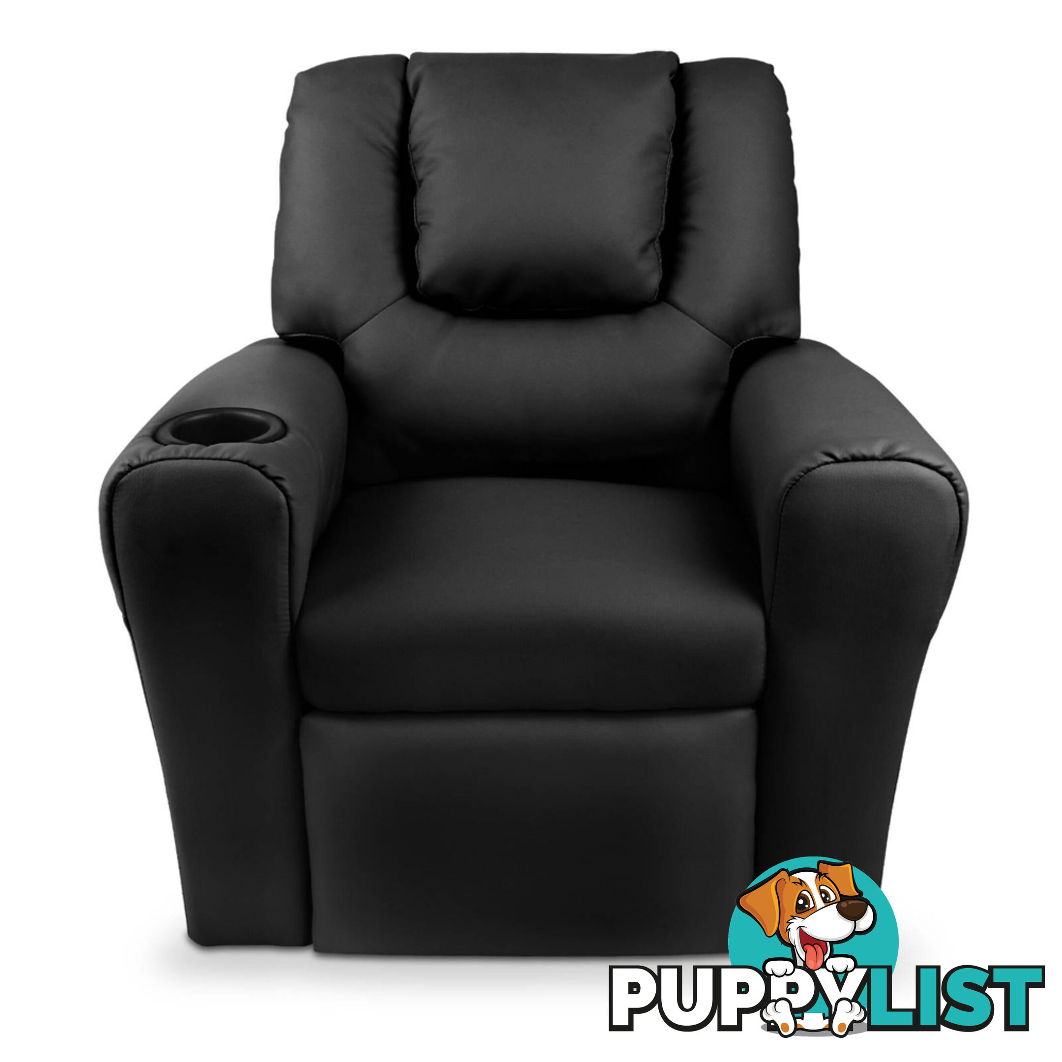 Kids Padded PU Leather Recliner Chair  - Black