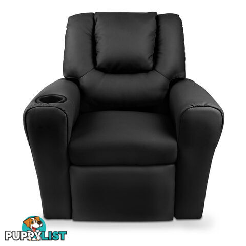 Kids Padded PU Leather Recliner Chair  - Black