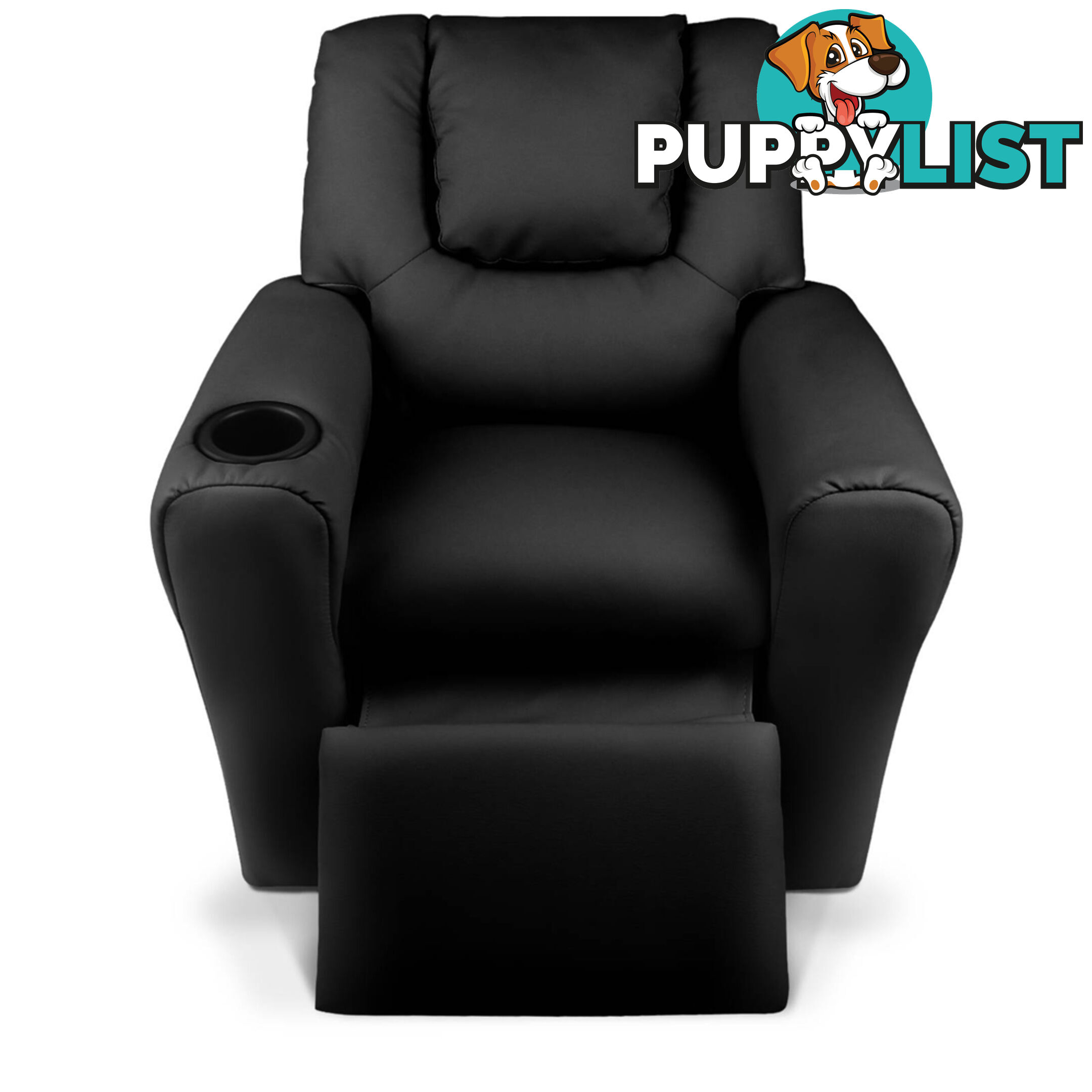 Kids Padded PU Leather Recliner Chair  - Black