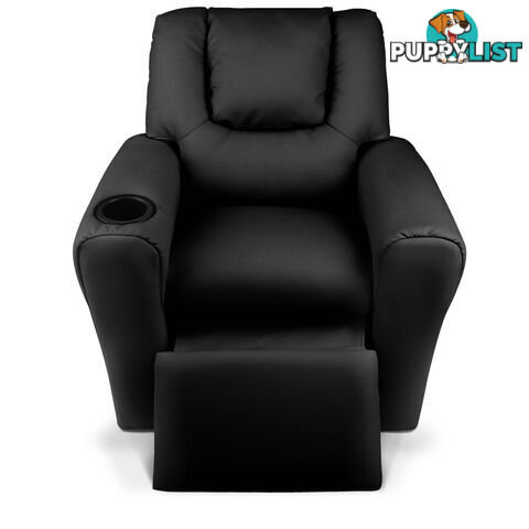 Kids Padded PU Leather Recliner Chair  - Black