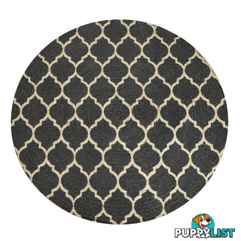 Printed Moroccan Rug Black & Natural 120x120cm