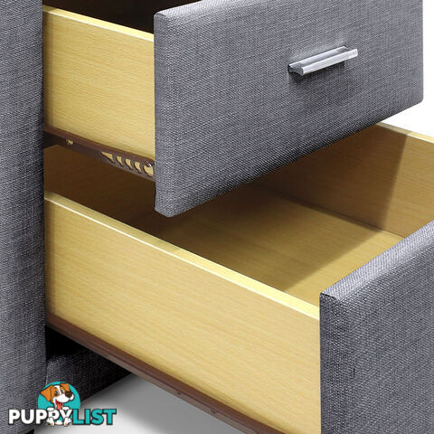 Fabric Bedside Table - Grey