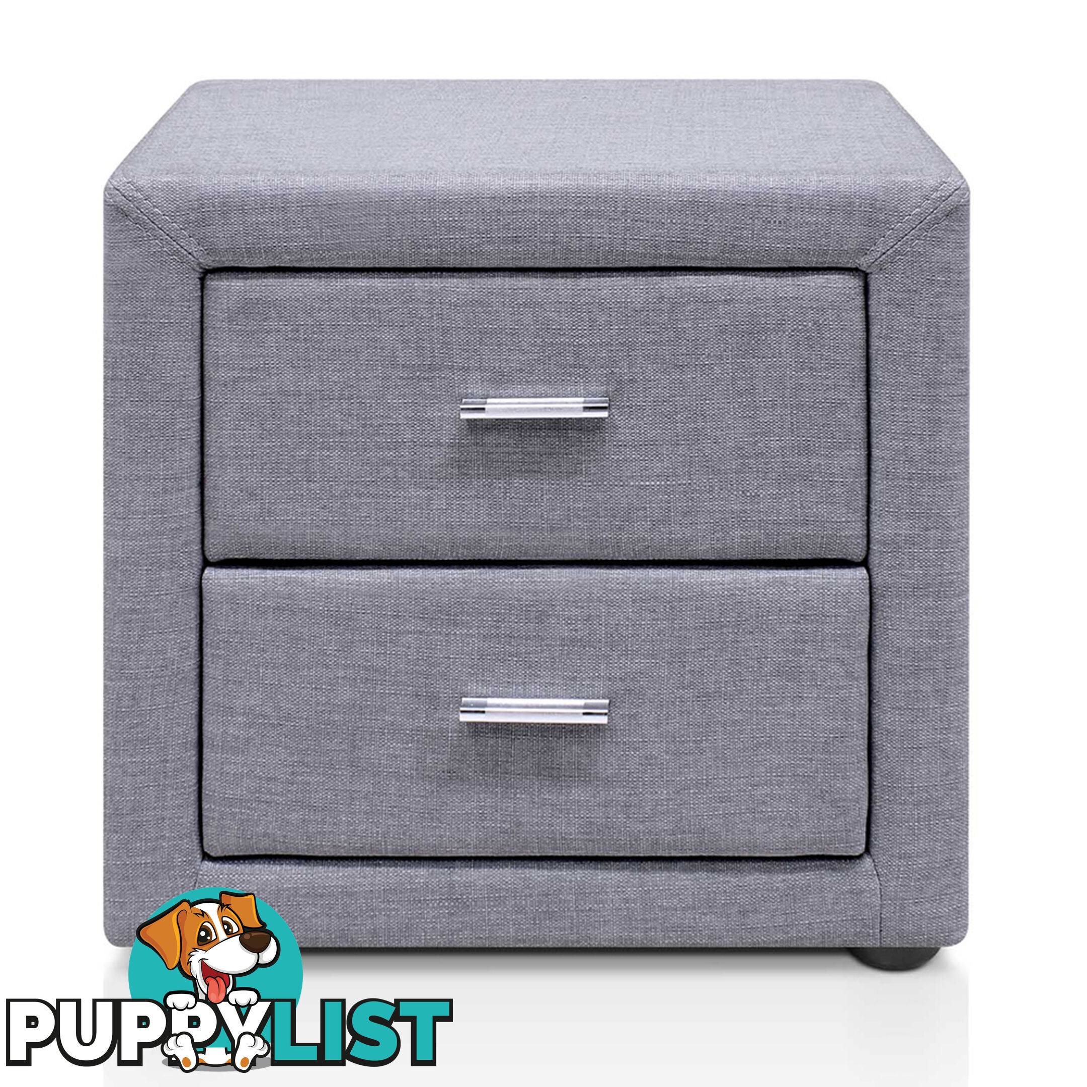 Fabric Bedside Table - Grey