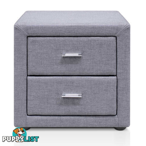 Fabric Bedside Table - Grey