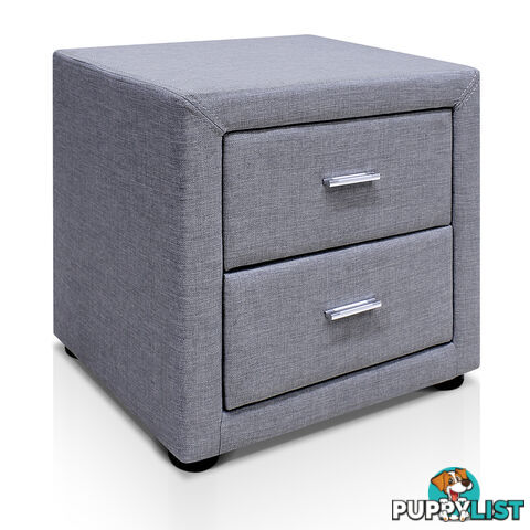 Fabric Bedside Table - Grey