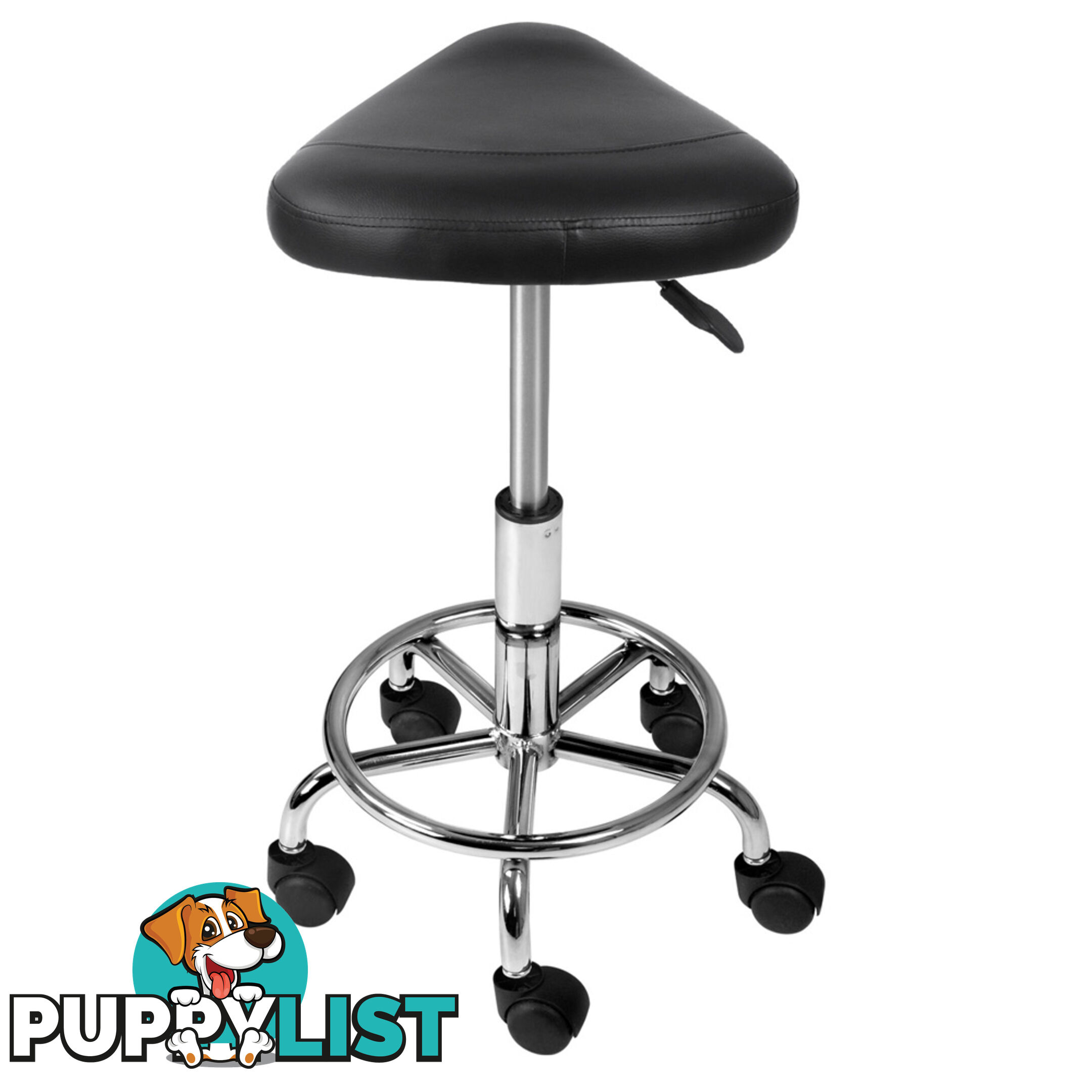 Saddle PU Swivel Salon Stool Black