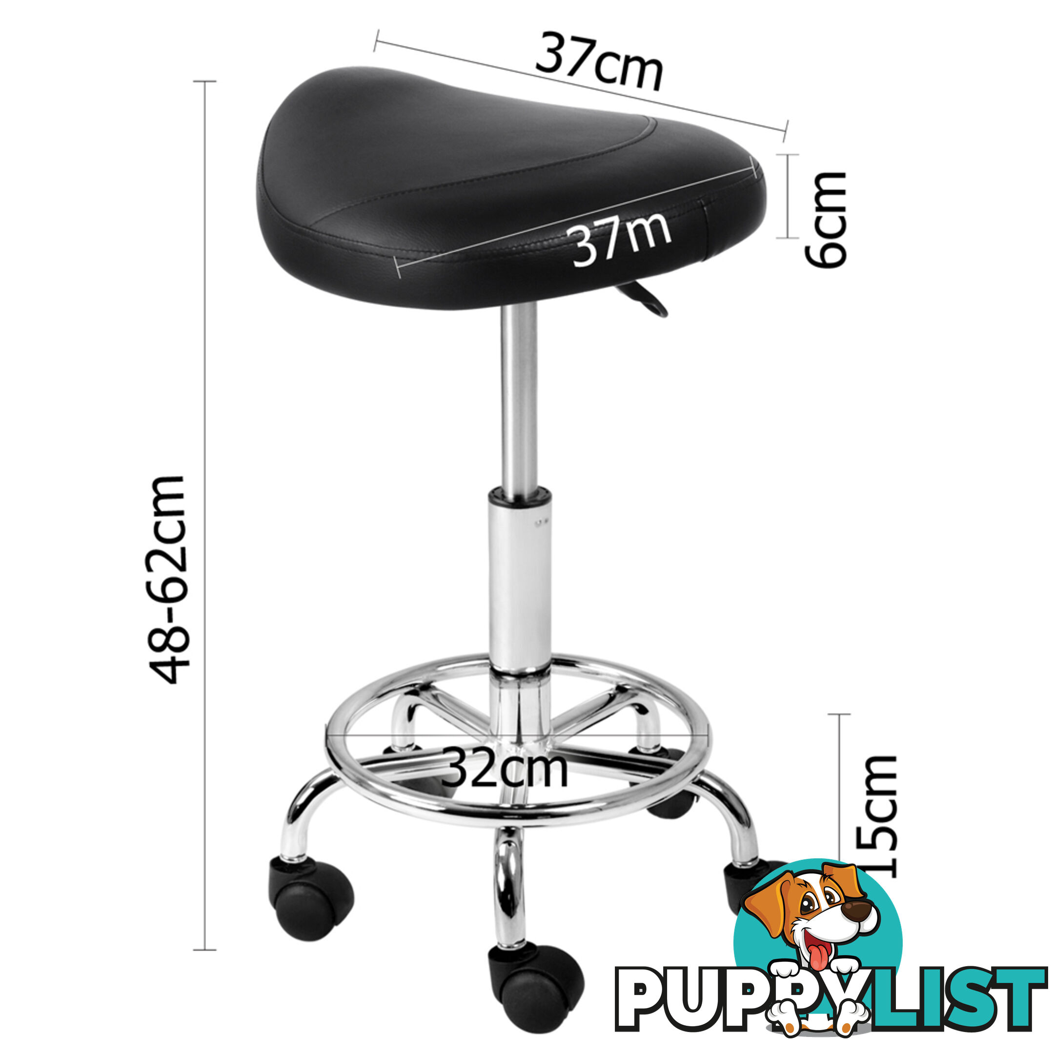 Saddle PU Swivel Salon Stool Black