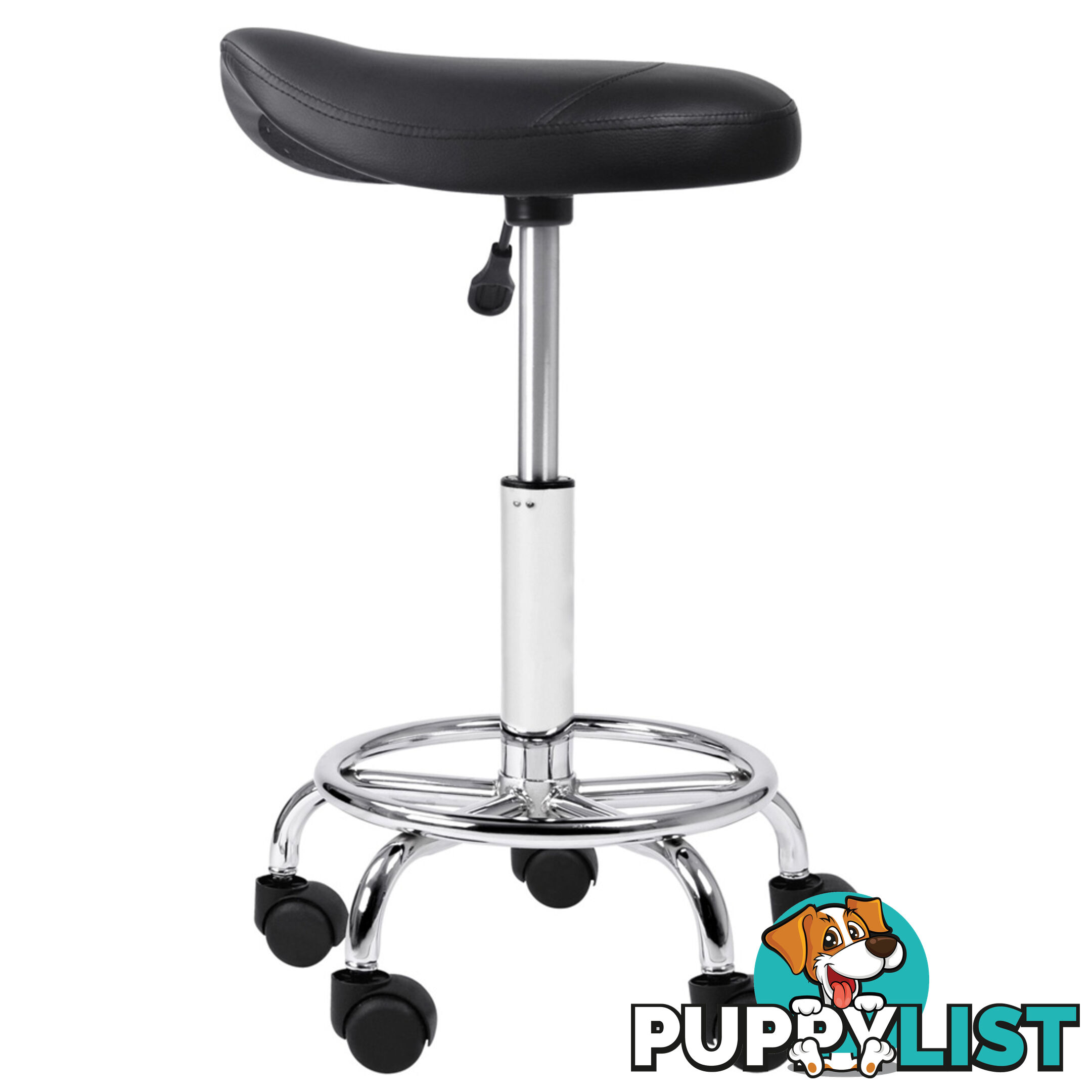 Saddle PU Swivel Salon Stool Black