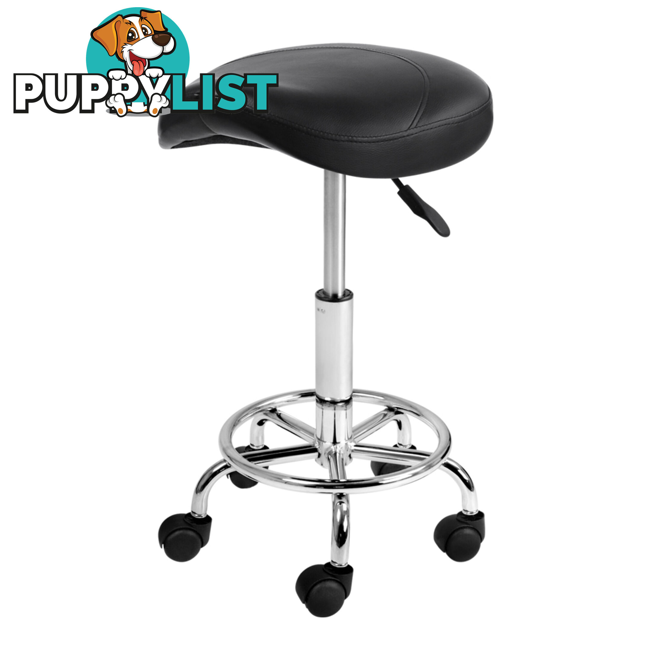 Saddle PU Swivel Salon Stool Black