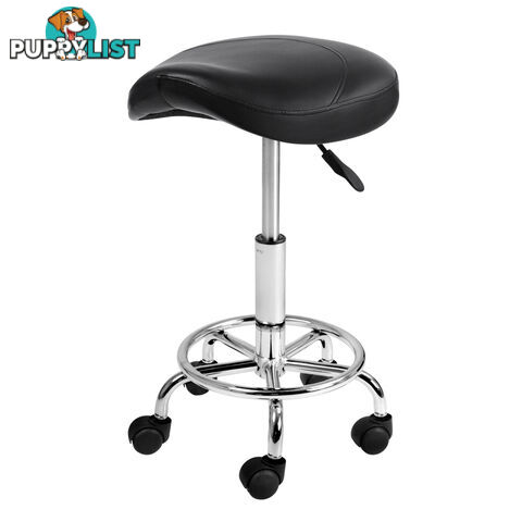 Saddle PU Swivel Salon Stool Black