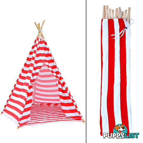 5 Poles Teepee Tent w/ Storage Bag Red