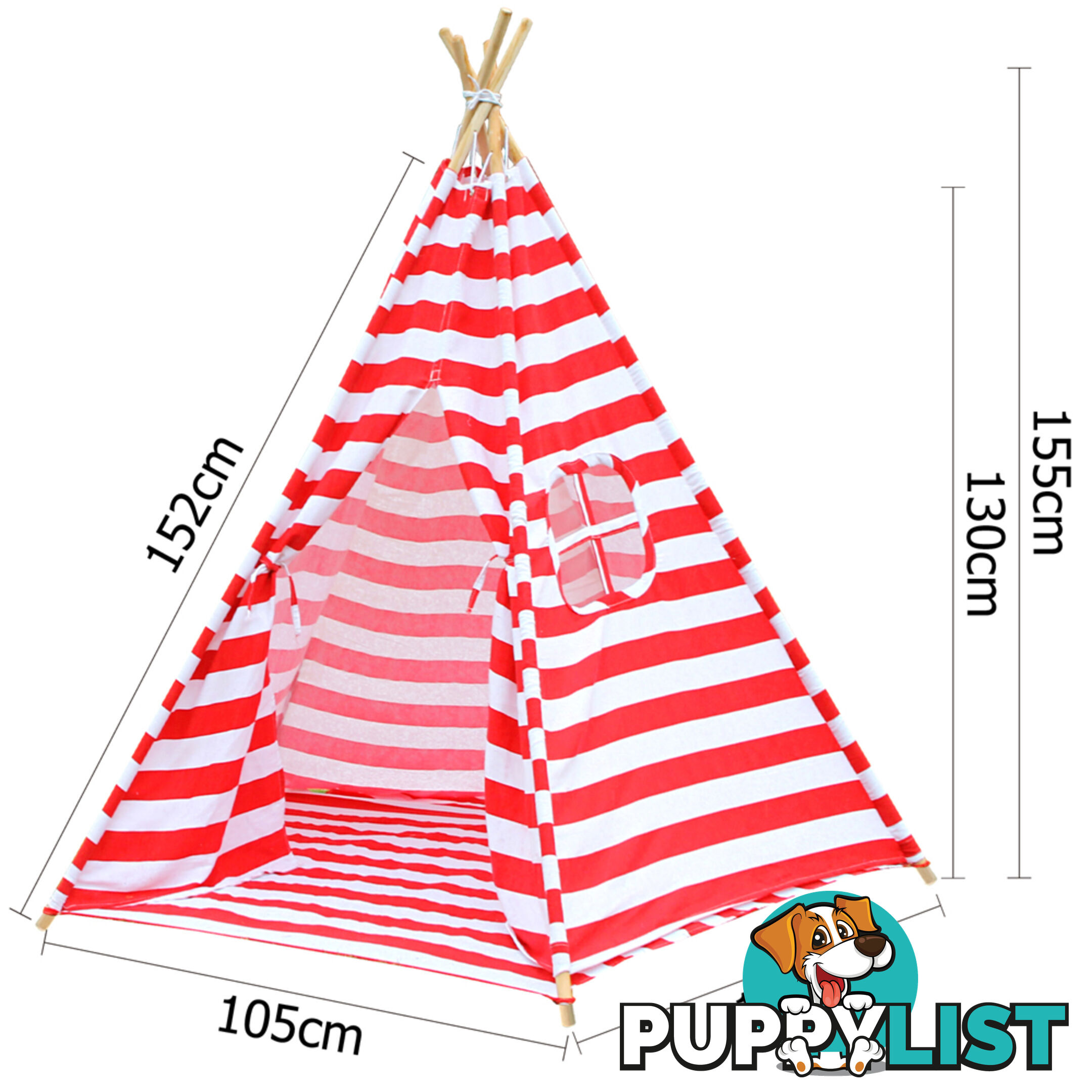 5 Poles Teepee Tent w/ Storage Bag Red