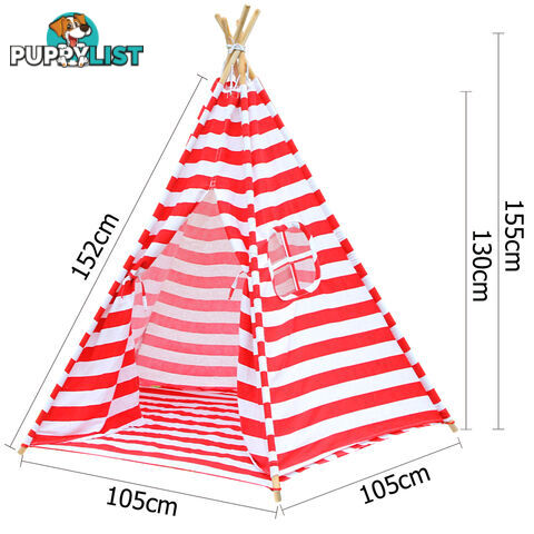 5 Poles Teepee Tent w/ Storage Bag Red