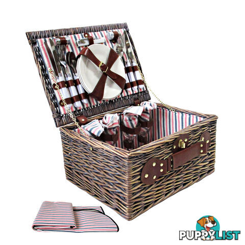 4 Person Picnic Basket Set w/ Blanket