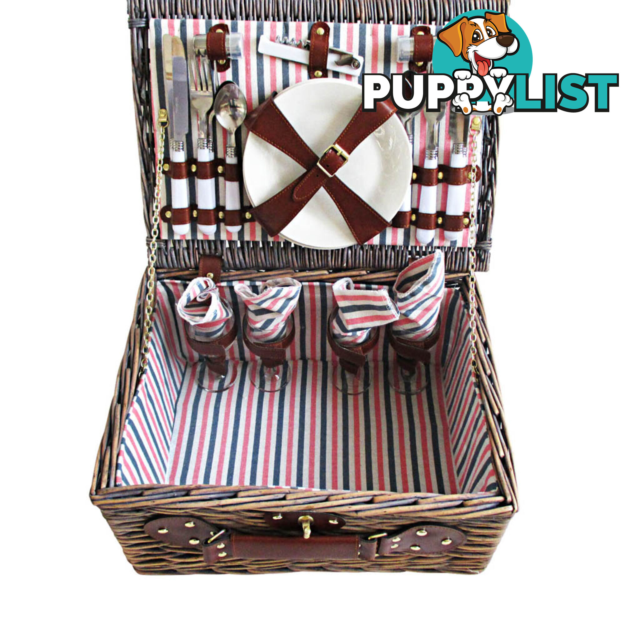 4 Person Picnic Basket Set w/ Blanket