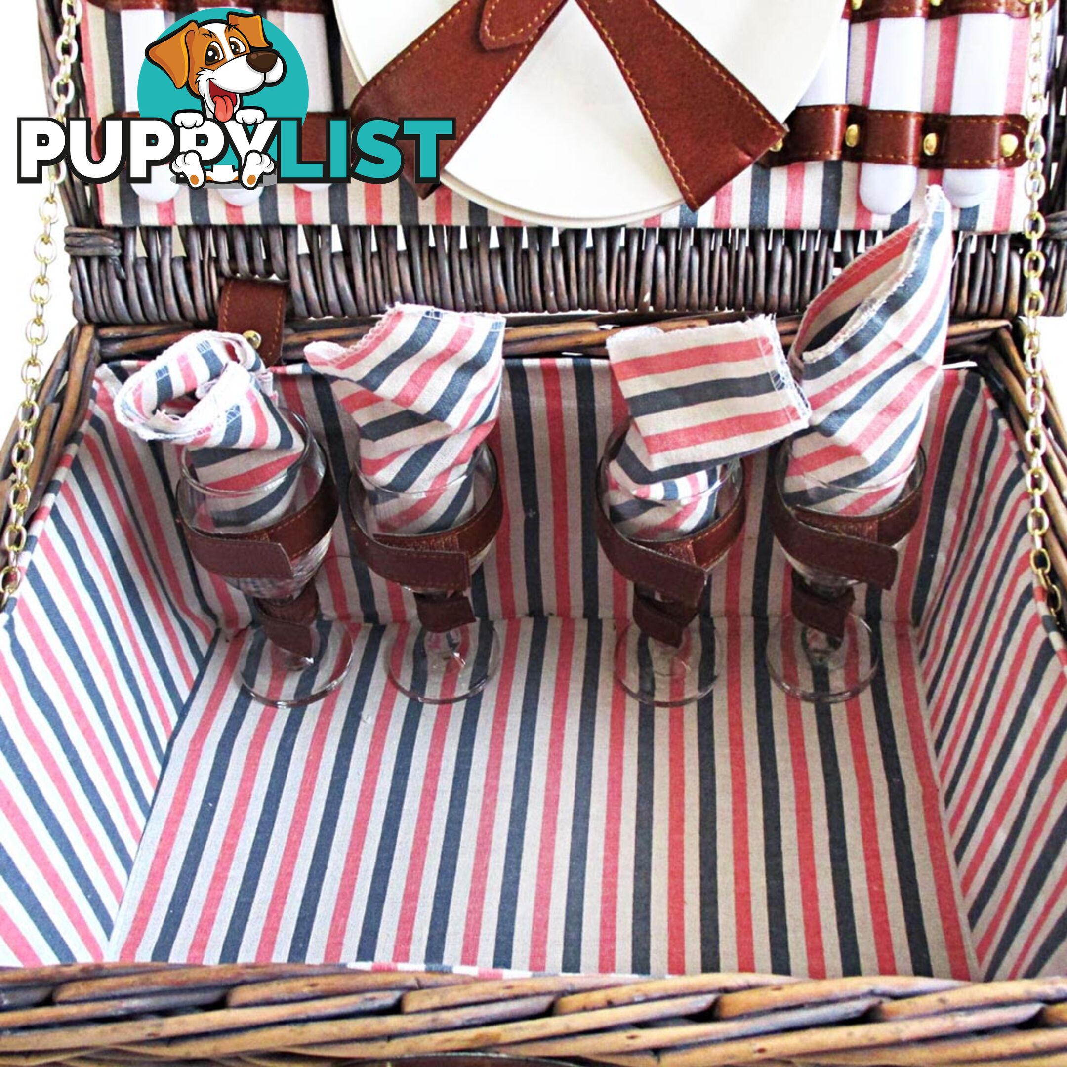 4 Person Picnic Basket Set w/ Blanket