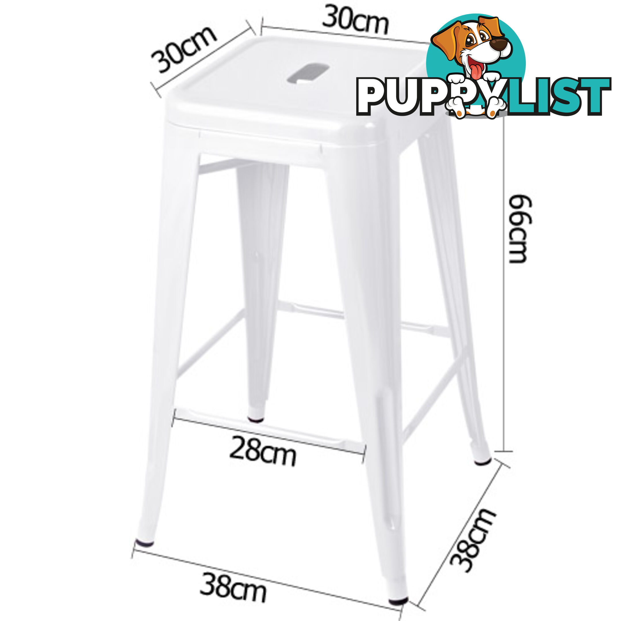 Set of 4 Replica Tolix Kitchen Bar Stool 66cm White