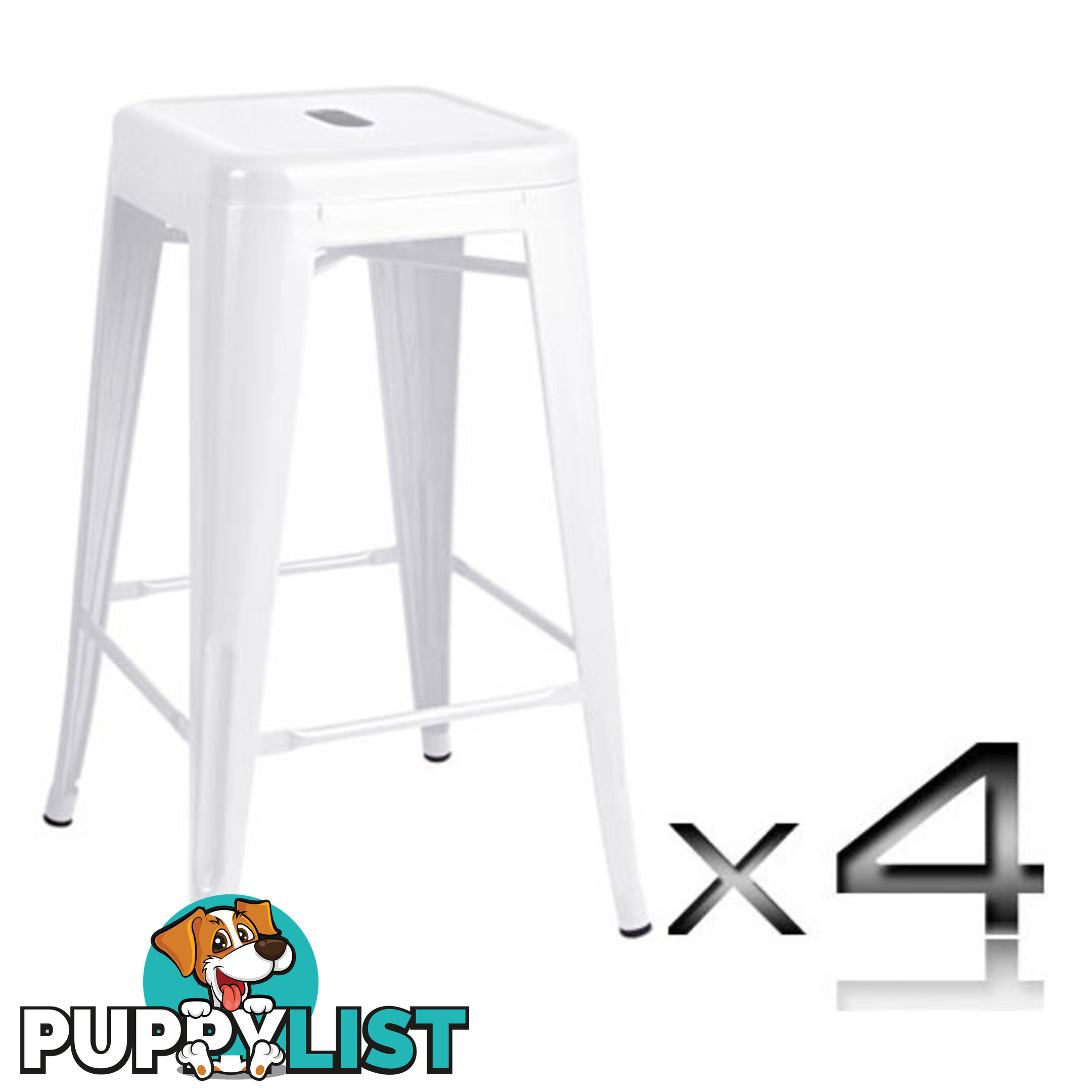 Set of 4 Replica Tolix Kitchen Bar Stool 66cm White