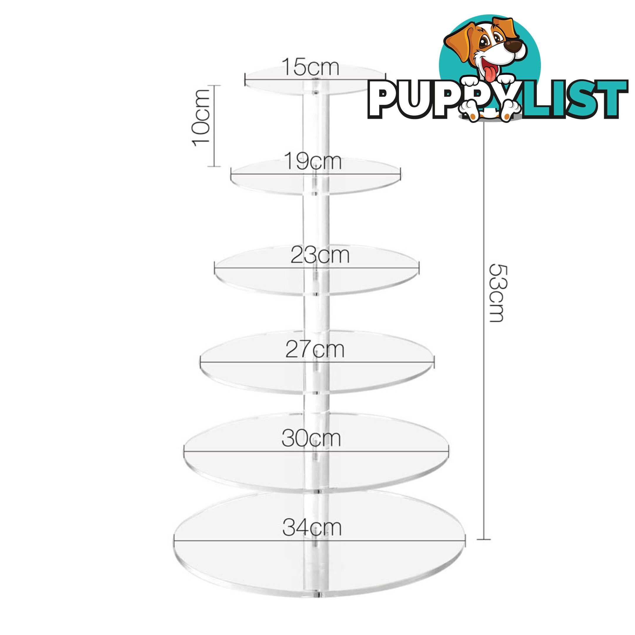 6 Tier Clear Acrylic Cake Stand 53CM