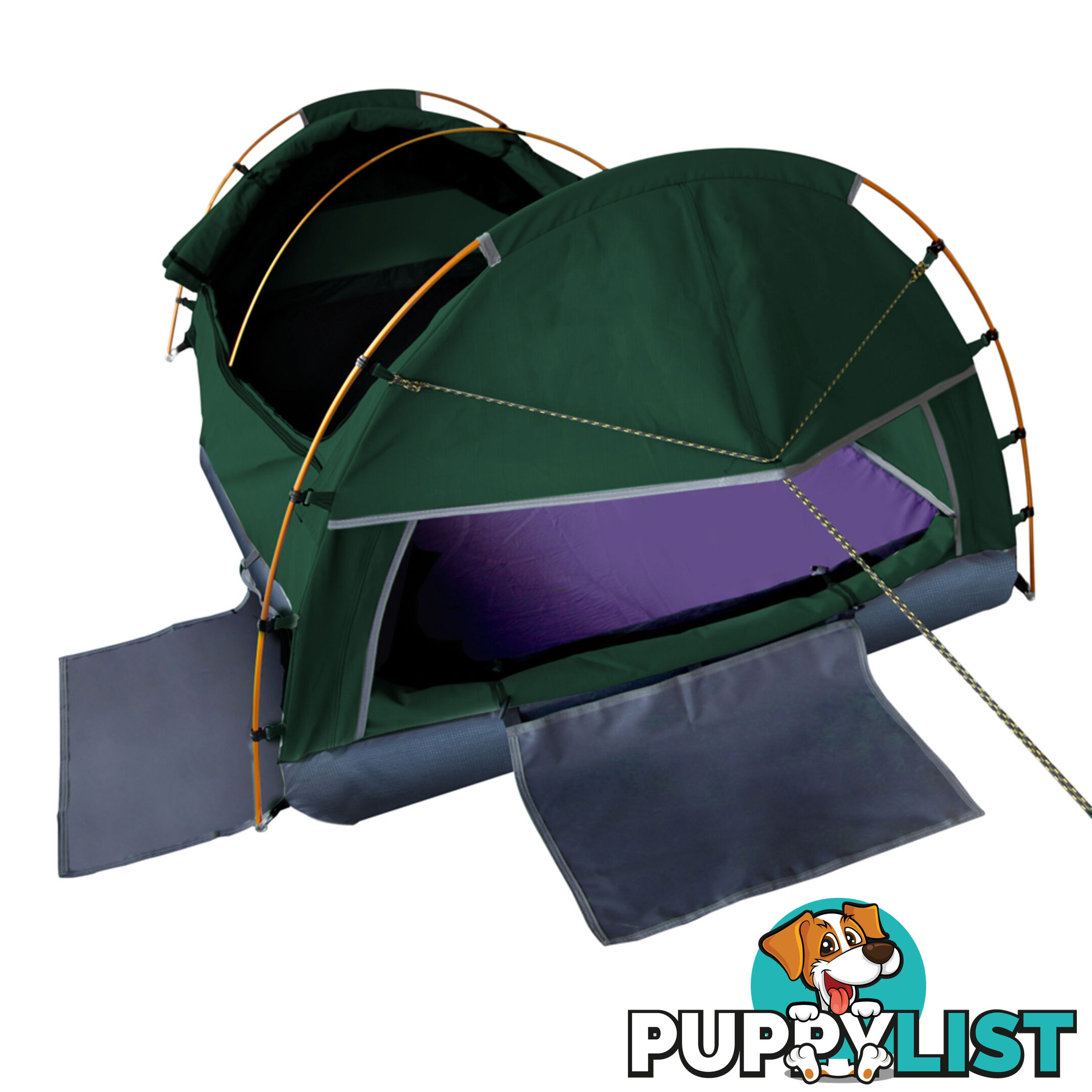 King Single Camping Canvas Swag Tent Green w/ Air Pillow