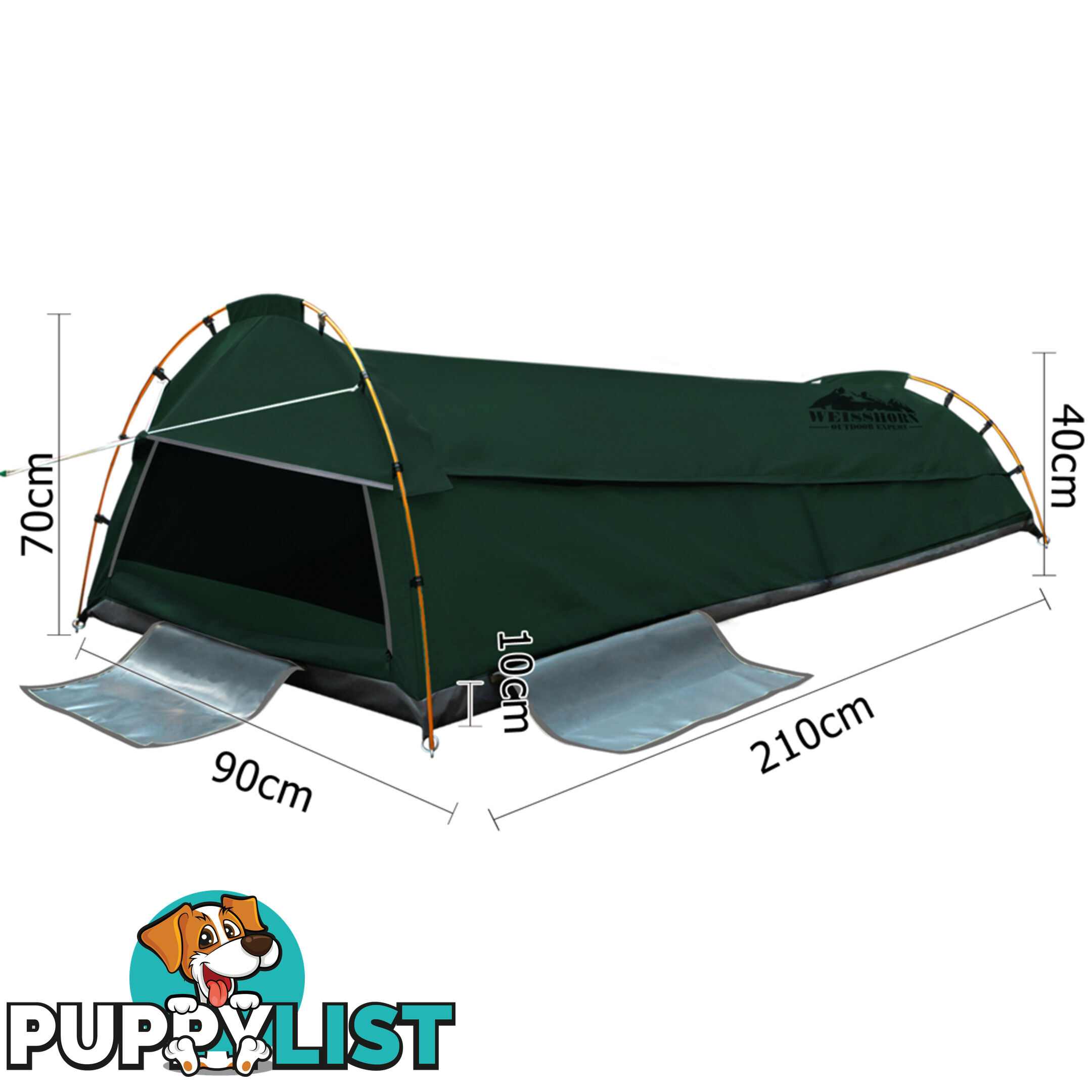 King Single Camping Canvas Swag Tent Green w/ Air Pillow