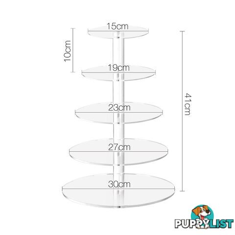 5 Tier Clear Acrylic Cake Stand 41CM