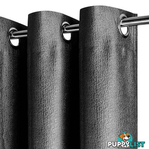 ArtQueen 3 Pass Eyelet Blockout Curtain Black 300cm 310gsm