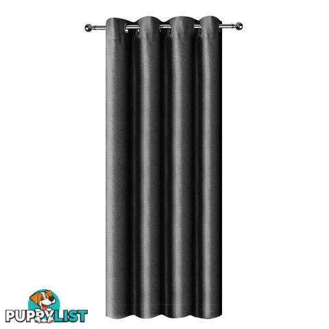 ArtQueen 3 Pass Eyelet Blockout Curtain Black 300cm 310gsm