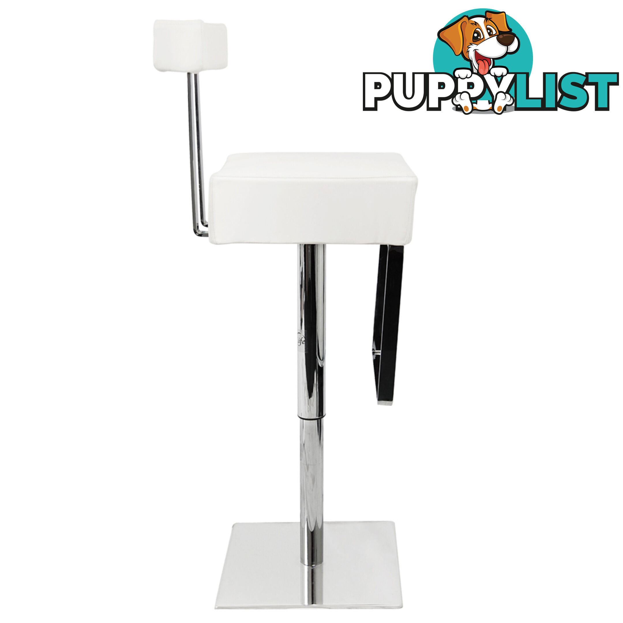 PU Leather Stainless Steel Bar stool - White