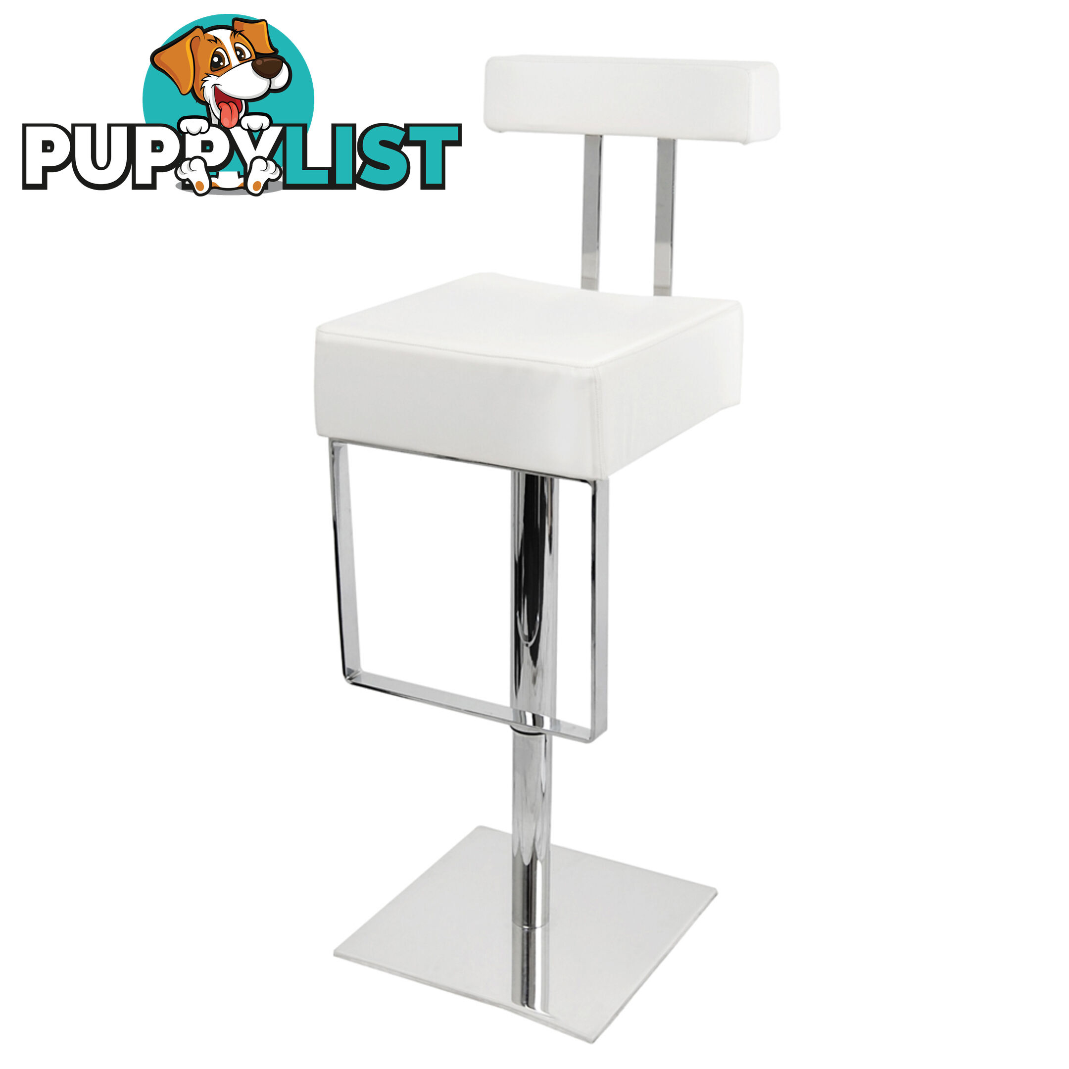 PU Leather Stainless Steel Bar stool - White