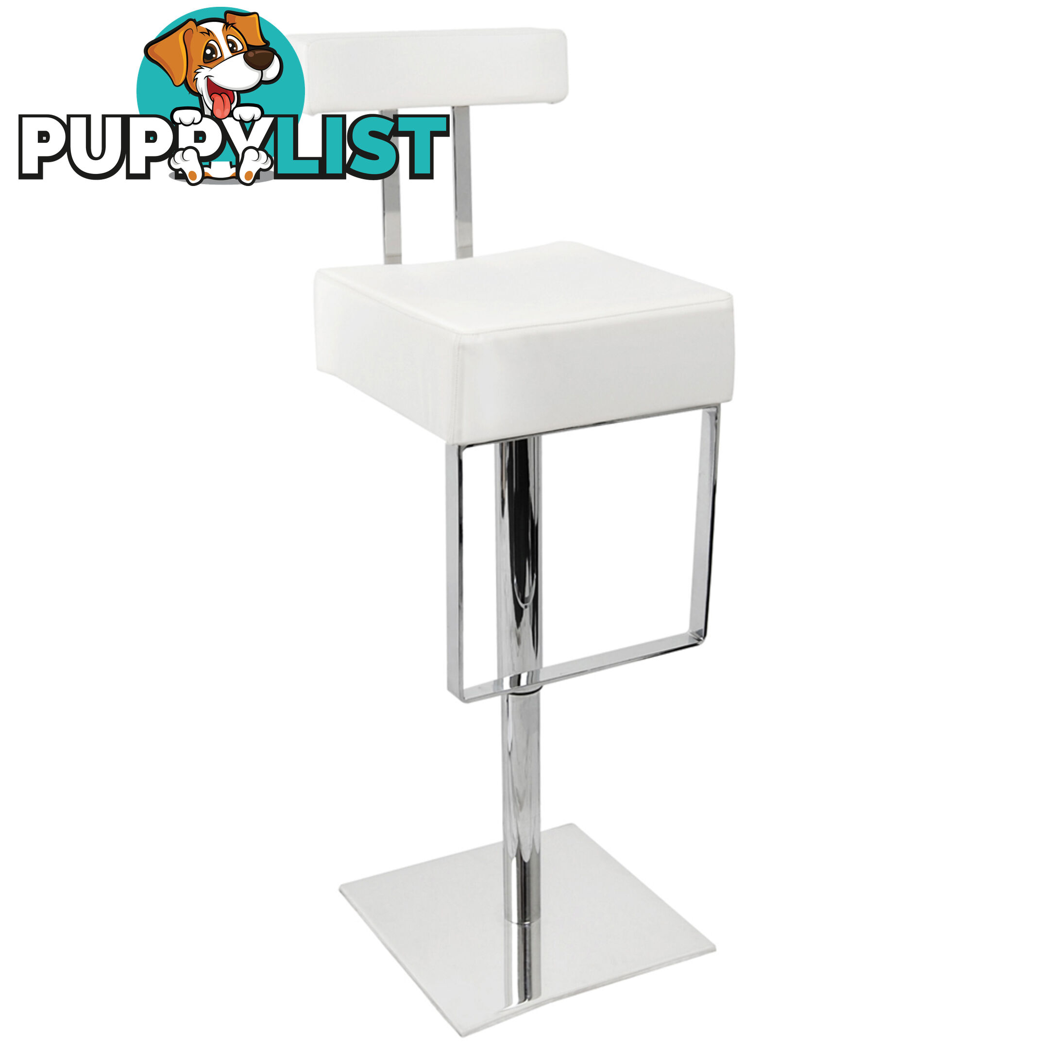 PU Leather Stainless Steel Bar stool - White