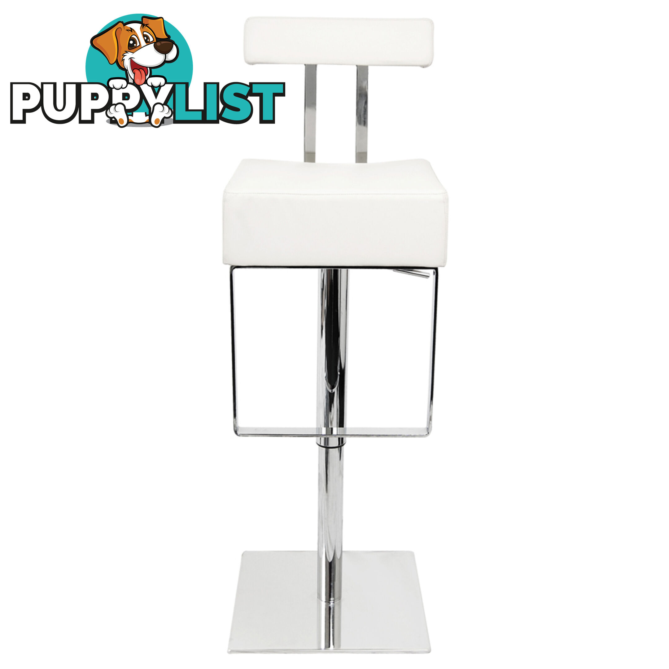 PU Leather Stainless Steel Bar stool - White