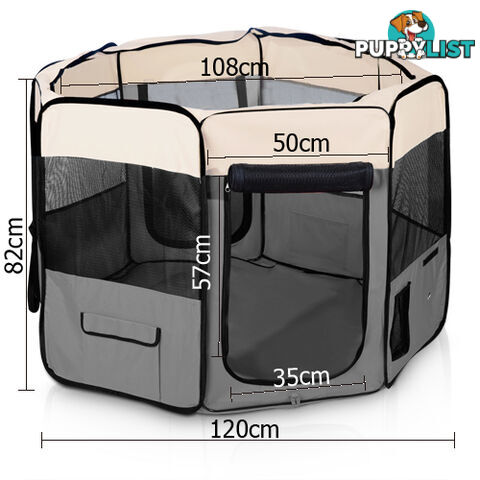 Pet Dog Puppy Cat Exercise Playpen Crate Cage Tent Grey