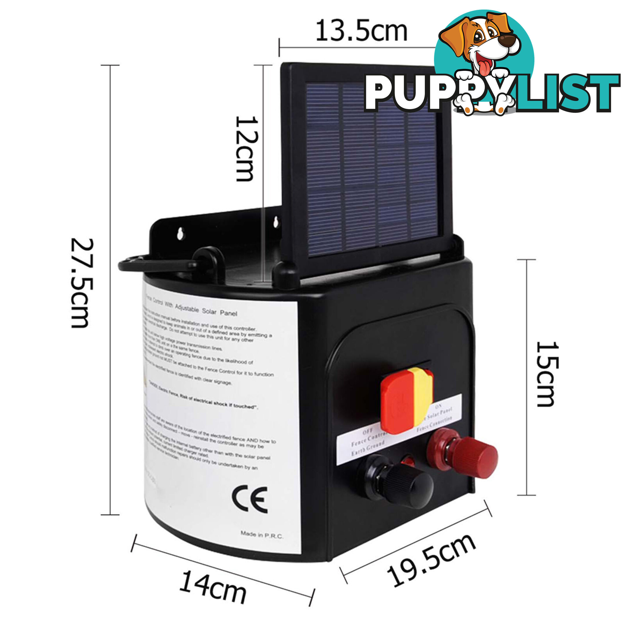 Solar Power Electric Fence Energiser Energizer Charger 8Km / 0.3J