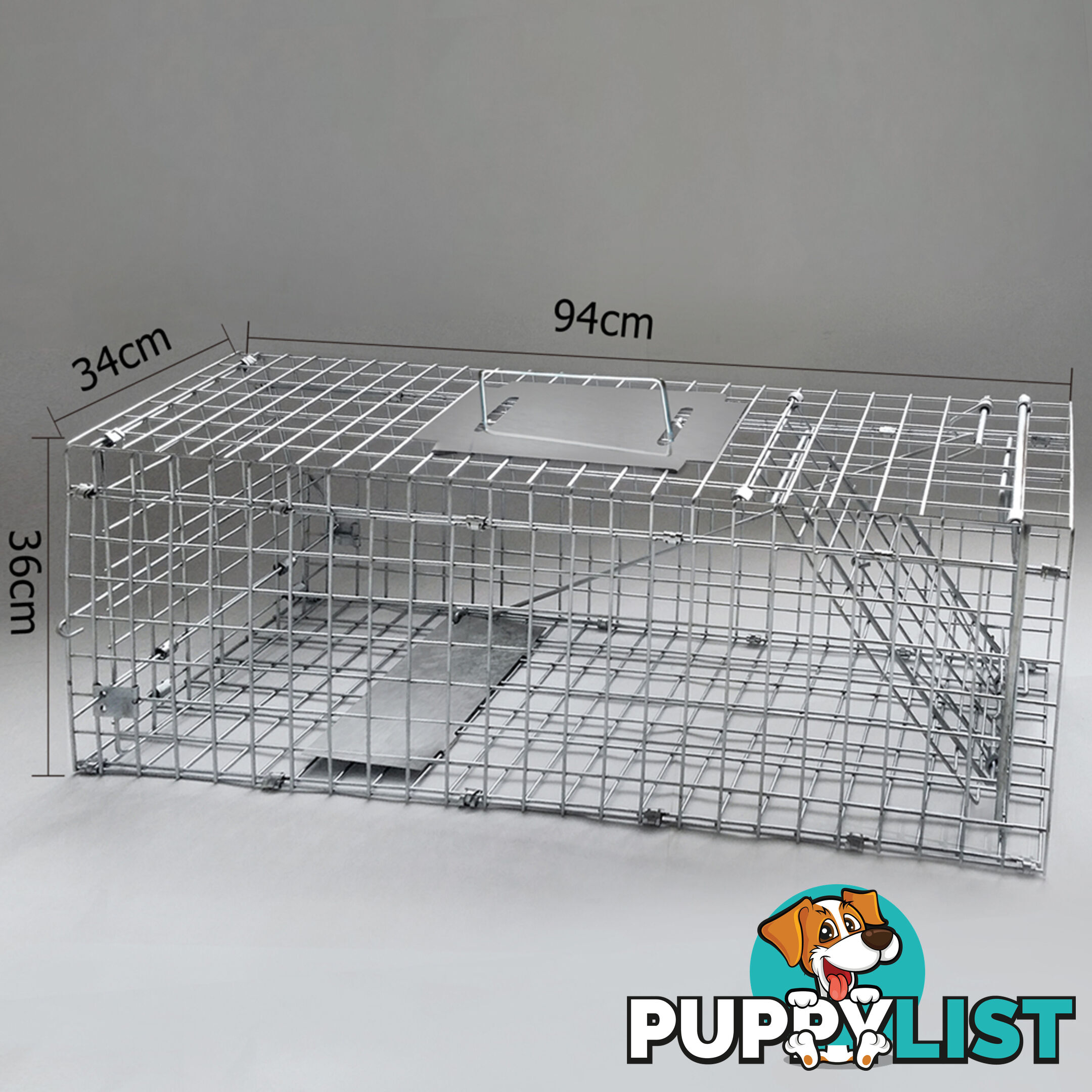 Humane Animal Trap Cage 94 x 34 x 36cm Silver