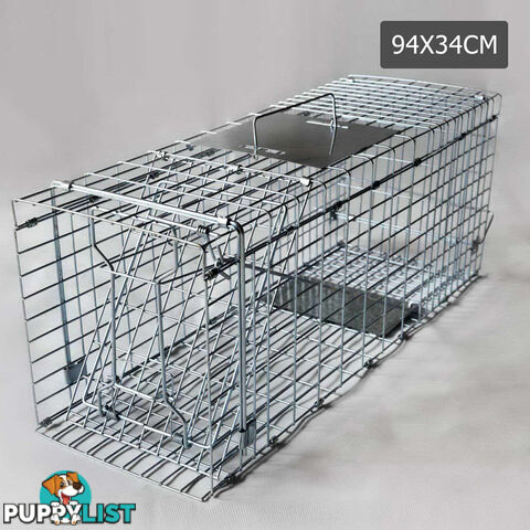 Humane Animal Trap Cage 94 x 34 x 36cm Silver