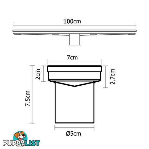 Heelguard Stainless Steel Shower Grate Drain Floor Bathroom 1000mm