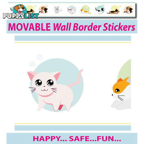 Cute Kittens Wall Border Wall Stickers - Totally Movable