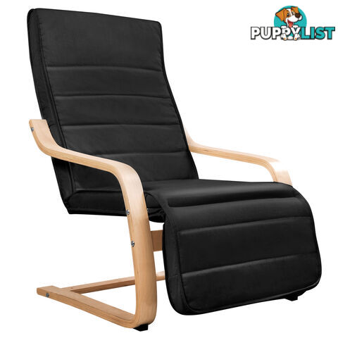 Birch Bentwood Adjustable Lounge Arm Chair w/ Fabric Cushion Black