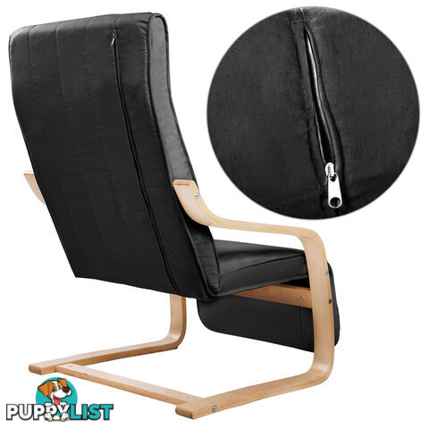 Birch Bentwood Adjustable Lounge Arm Chair w/ Fabric Cushion Black