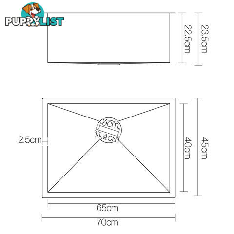 Stainless Steel Kitchen Laundry Sink 700 x 450mm