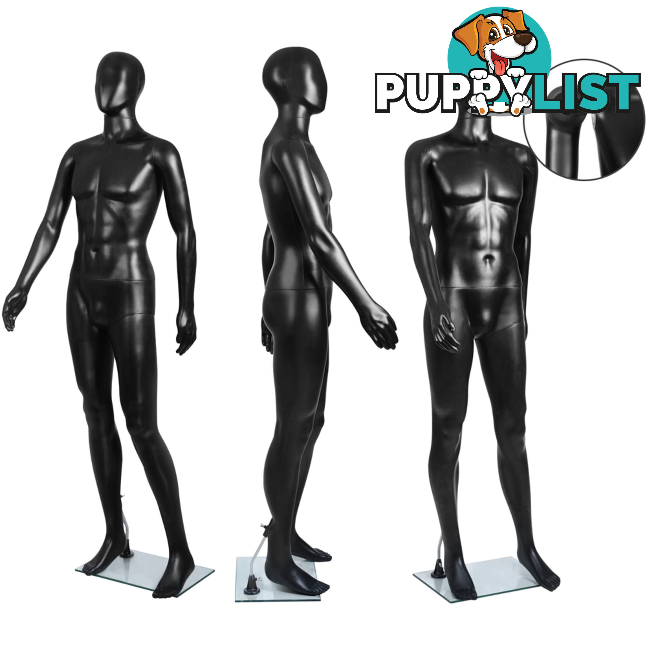 Full Body Male Mannequin Cloth Display Tailor Dressmaker Black 186cm