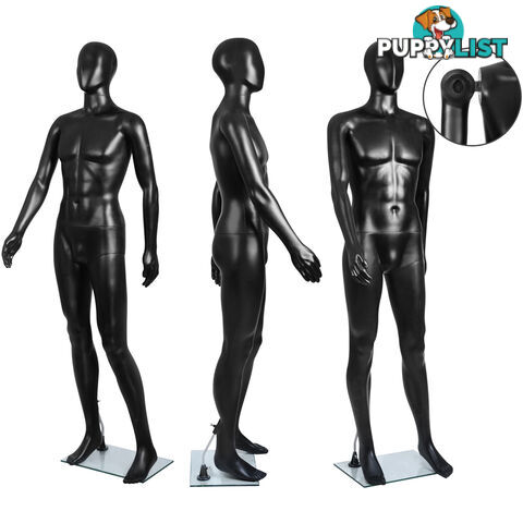 Full Body Male Mannequin Cloth Display Tailor Dressmaker Black 186cm