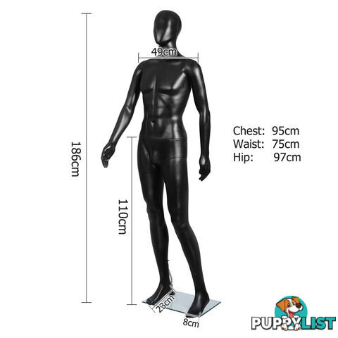 Full Body Male Mannequin Cloth Display Tailor Dressmaker Black 186cm