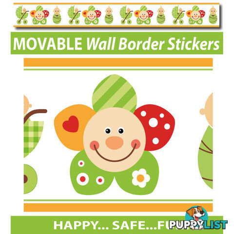 Smiley Flower Face Wall Border Stickers - Totally Movable