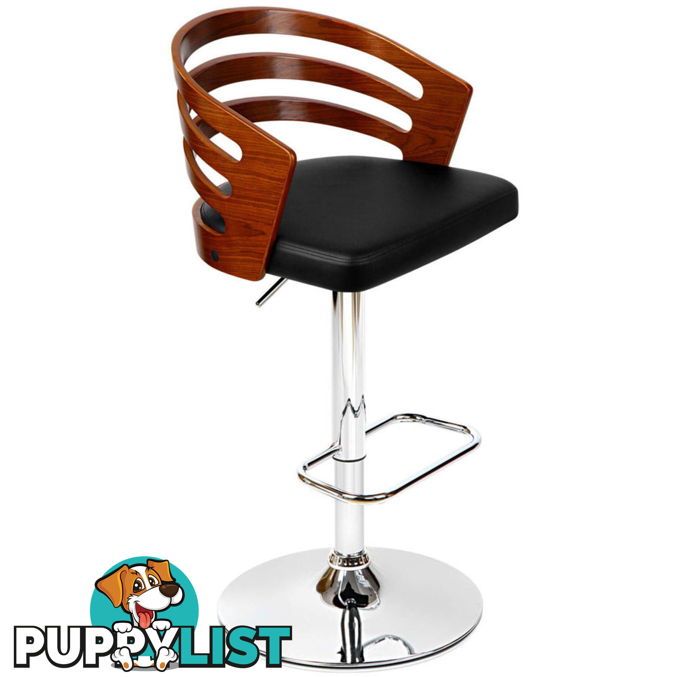 Wooden Bar PU Leather Stool