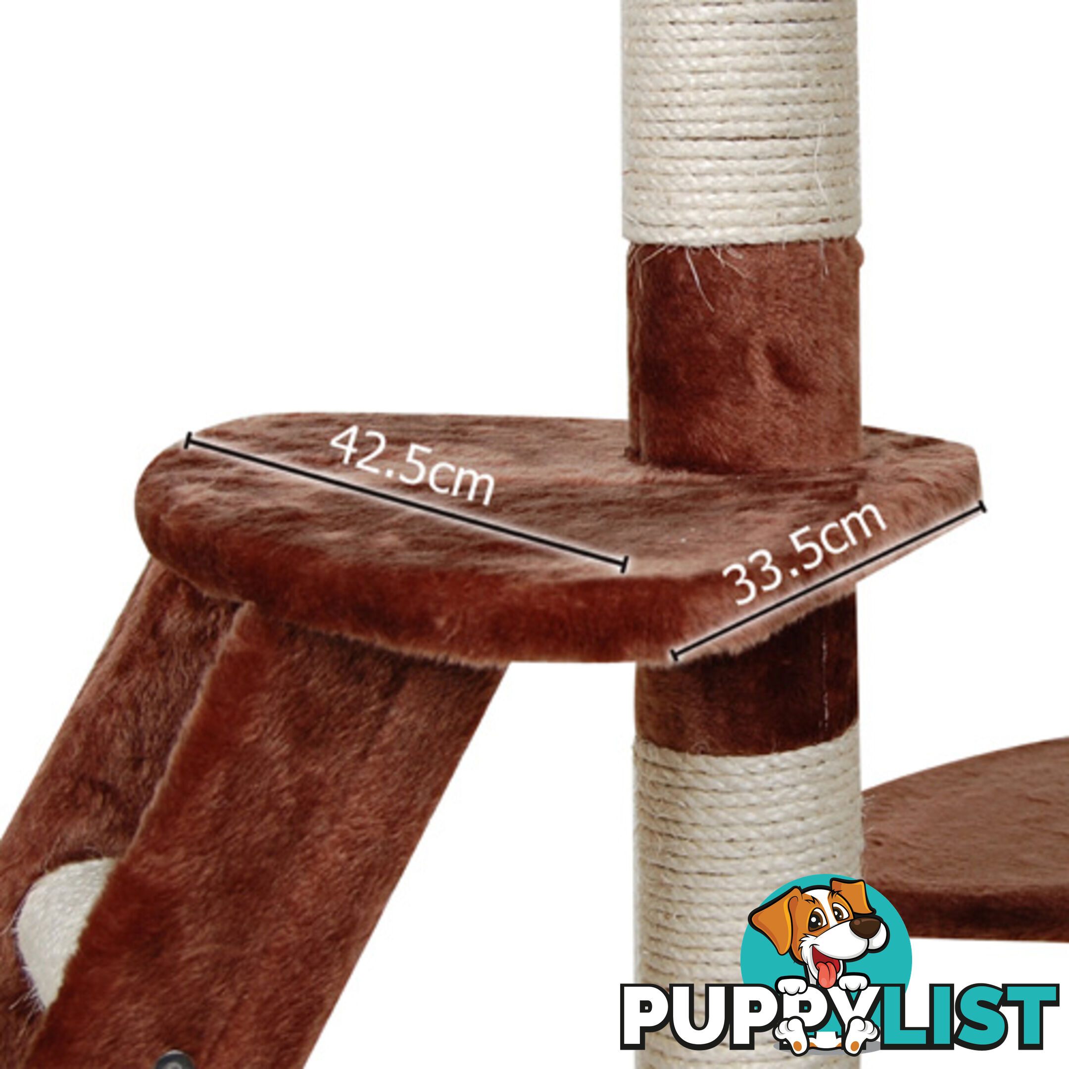 Multi Level Cat Scratching Poles Tree w/ Ladder Brown