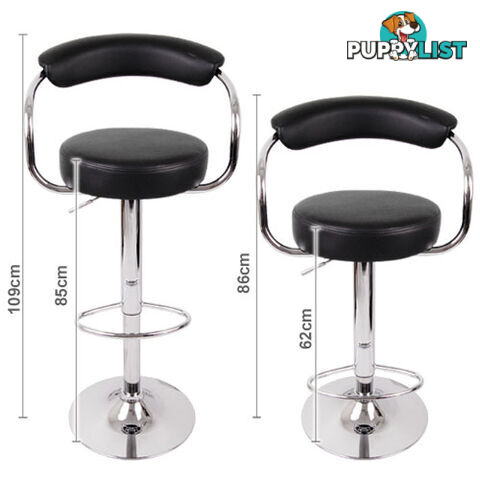 Set of 2 PU Leather Kitchen Bar Stool Black