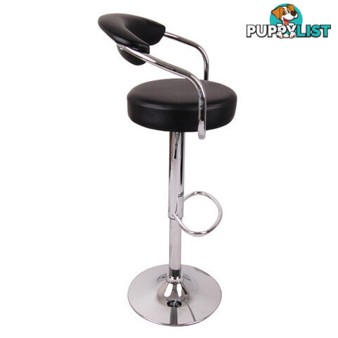 Set of 2 PU Leather Kitchen Bar Stool Black