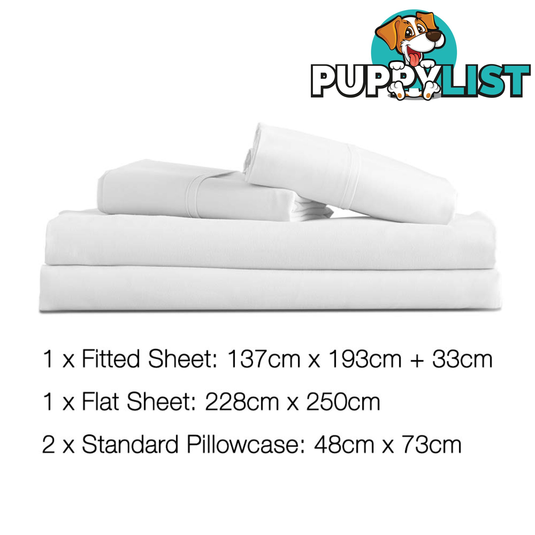 4 Piece Microfibre Sheet Set Double_ White